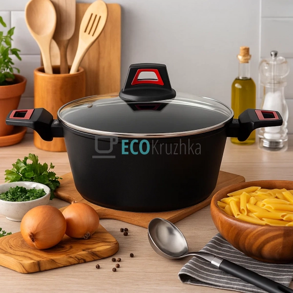 Каструля (казан) з термоіндикатором та скляною кришкою ... Каструля (казан) з термоіндикатором та скляною кришкою ...