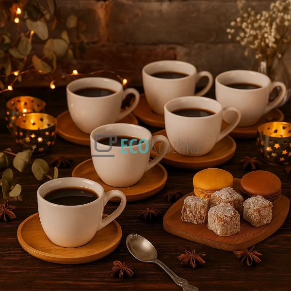 Набір чашок для еспресо 100 мл з бамбуковими підставками ... Набір чашок для еспресо 100 мл з бамбуковими підставками ...