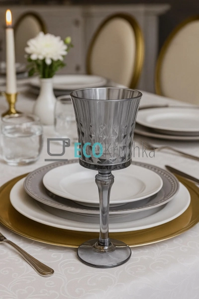 Набір келихів для вина з прозорого скла сірий перламутр ... Набір келихів для вина з прозорого скла сірий перламутр ...