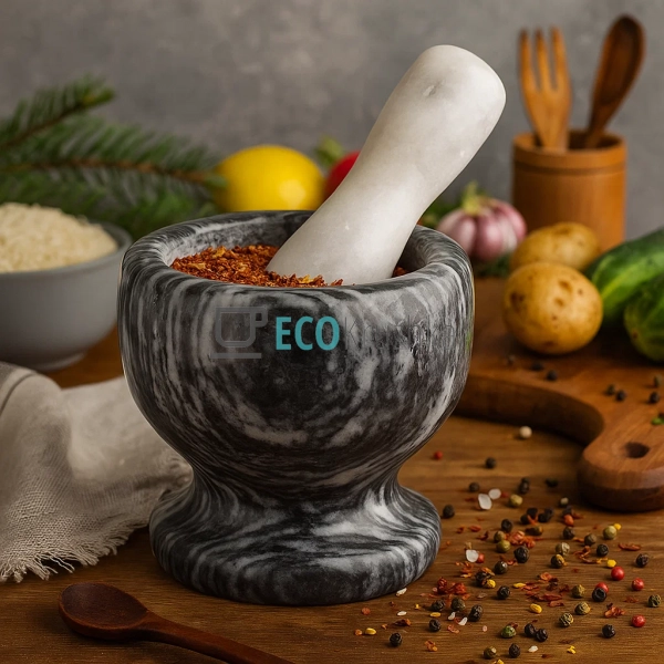 Ступка камяна з товкачем 13х13 см Чорна Frico FRU-060 Ступка камяна з товкачем 13х13 см Чорна Frico FRU-060