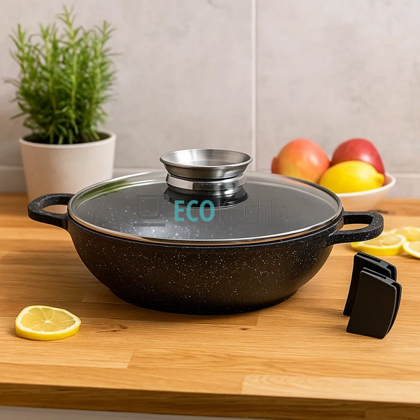 Сотейник 32 см (5.5 л) алюмінієвий з антипригарним марму ... Сотейник 32 см (5.5 л) алюмінієвий з антипригарним марму ...