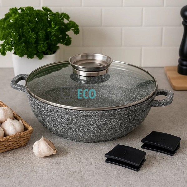 Сотейник 4.1л алюмінієвий з антипригарним мармуровим пок ... Сотейник 4.1л алюмінієвий з антипригарним мармуровим пок ...