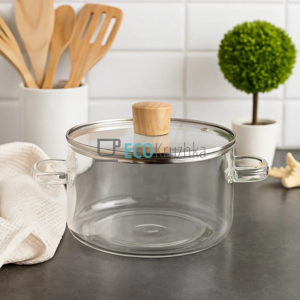 Каструля для варіння з боросилікатного скла, 1.8 л, з пр ... Каструля для варіння з боросилікатного скла, 1.8 л, з пр ...