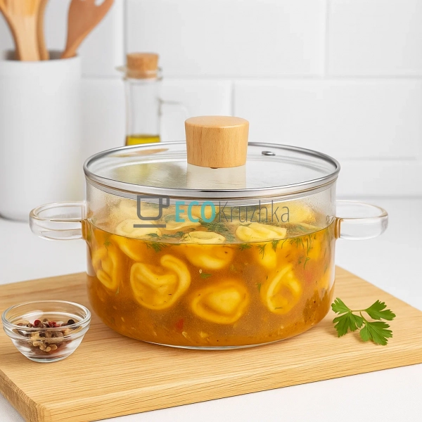 Каструля для варіння з боросилікатного скла, 1.8 л, з пр ... Каструля для варіння з боросилікатного скла, 1.8 л, з пр ...