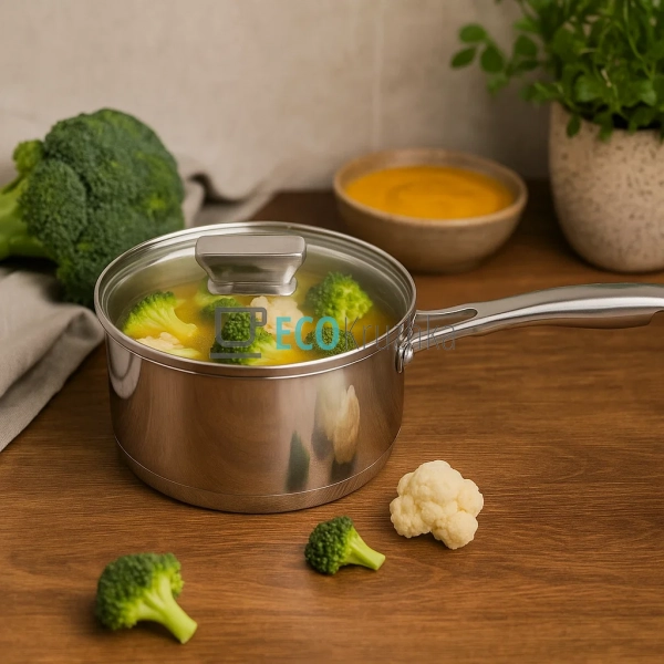 Ківш з кришкою нержавіючий Maesrto (MR-3521-16S) Ківш з кришкою нержавіючий Maesrto (MR-3521-16S)