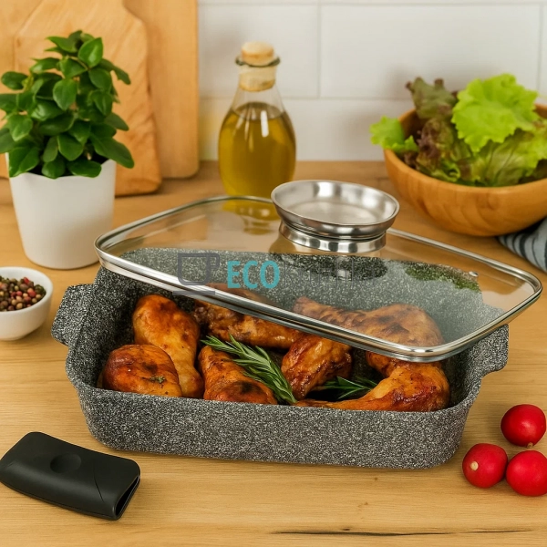 Жаровня алюмінієва з мармуровим покриттям 3.2 л з кришко ...