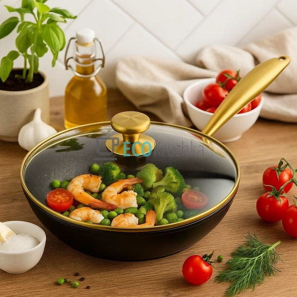 Глибока сковорода з кришкою та алмазним покриттям 22 см. ... Глибока сковорода з кришкою та алмазним покриттям 22 см. ...