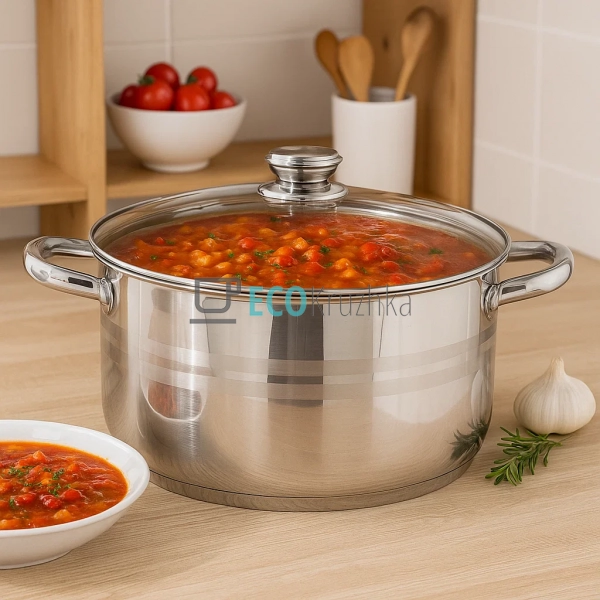 Каструля нержавіюча 27.6 л професійна з кришкою Edenberg ...