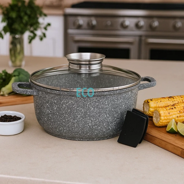 Каструля-казан Edenberg з гранітним покриттям та скляною ...