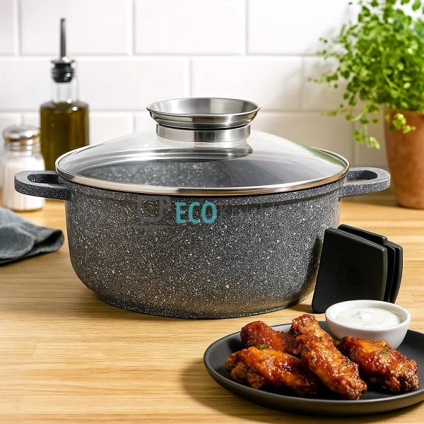 Каструля-казан Edenberg з гранітним покриттям та скляною ...