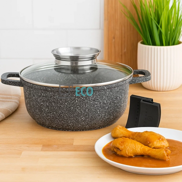 Каструля-казан Edenberg з гранітним покриттям та скляною ...