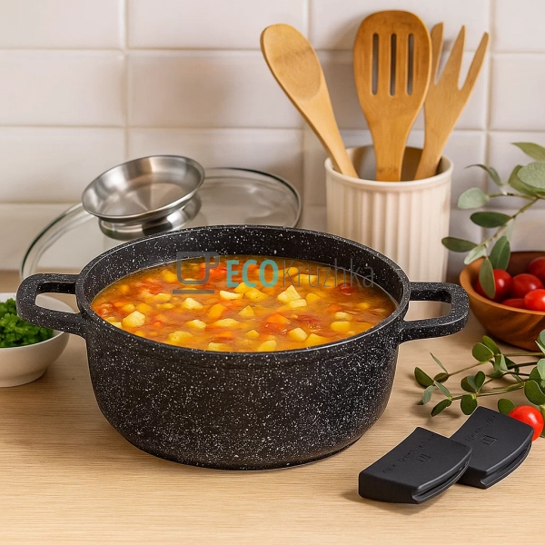 Каструля-казан 5.6 л Edenberg з гранітним покриттям та с ... Каструля-казан 5.6 л Edenberg з гранітним покриттям та с ...