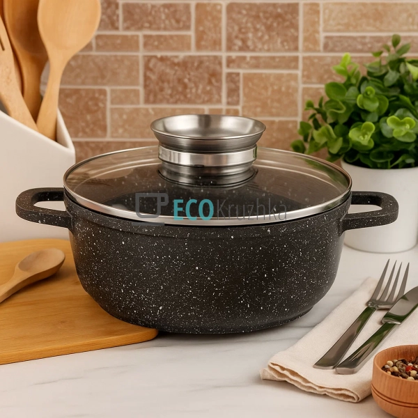 Каструля-казан 5.6 л Edenberg з гранітним покриттям та с ... Каструля-казан 5.6 л Edenberg з гранітним покриттям та с ...