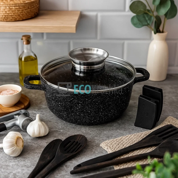Каструля-казан 6.8 л Edenberg з гранітним покриттям та с ... Каструля-казан 6.8 л Edenberg з гранітним покриттям та с ...