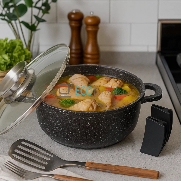 Каструля-казан 6.8 л Edenberg з гранітним покриттям та с ... Каструля-казан 6.8 л Edenberg з гранітним покриттям та с ...