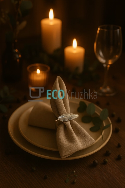 Кільце для серветок "Срібне перо" з металу, Ø5.7×1.9 см ... Кільце для серветок "Срібне перо" з металу, Ø5.7×1.9 см ...