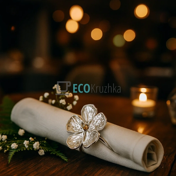 Кільце для серветок "Срібна квітка", металеве, Ø4.3×4 см ... Кільце для серветок "Срібна квітка", металеве, Ø4.3×4 см ...