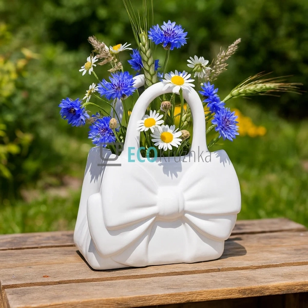 Ваза для декору у формі сумочки з бантом – кераміка 22.5 ... Ваза для декору у формі сумочки з бантом – кераміка 22.5 ...