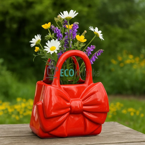 Ваза для декору у формі сумочки з бантом – кераміка 22.5 ... Ваза для декору у формі сумочки з бантом – кераміка 22.5 ...