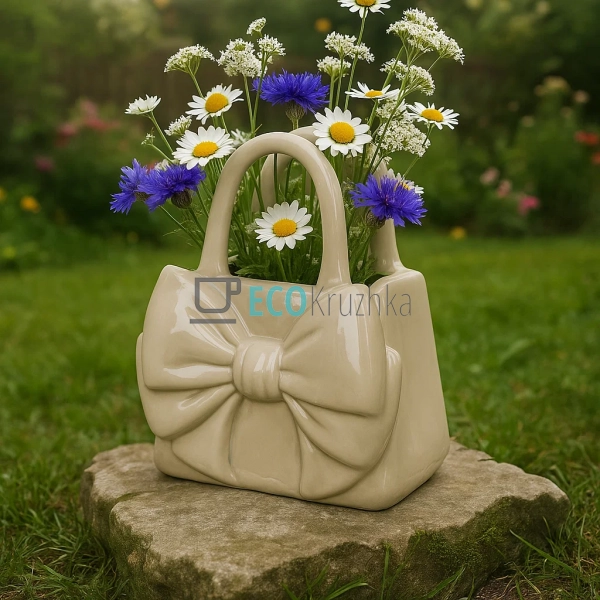 Ваза для декору у формі сумочки з бантом – кераміка 22.5 ... Ваза для декору у формі сумочки з бантом – кераміка 22.5 ...