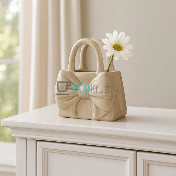 Ваза для декору у формі сумочки з бантом – кераміка 22.5 ... Ваза для декору у формі сумочки з бантом – кераміка 22.5 ...