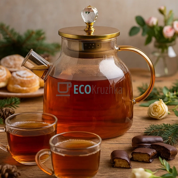 Чайник 1500 мл для заварювання "Скляна перлина" з метале ...