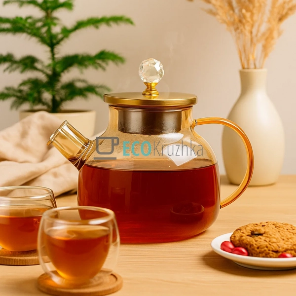 Чайник 1000 мл для заварювання "Скляна перлина" з метале ... Чайник 1000 мл для заварювання "Скляна перлина" з метале ...