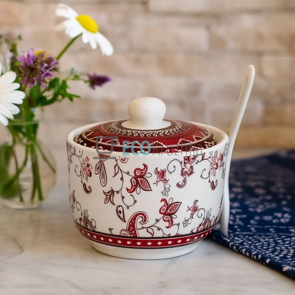 Цукорниця з ложкою 450 мл Орнамент 11 х 7.5 см (2242-15) Цукорниця з ложкою 450 мл Орнамент 11 х 7.5 см (2242-15)