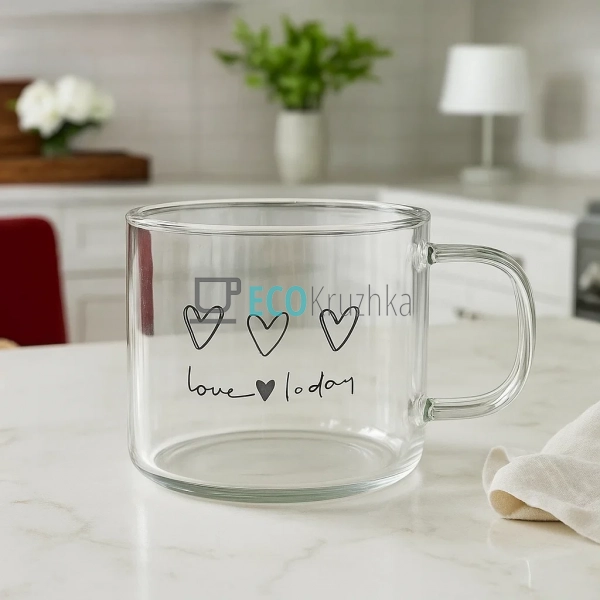 Чашка скляна 480 мл "Love-Love" Прозора (102-801) Чашка скляна 480 мл "Love-Love" Прозора (102-801)