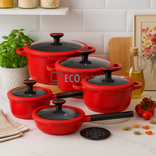 Набір каструль Edenberg 12 предметів з мармуровим антипр ... Набір каструль Edenberg 12 предметів з мармуровим антипр ...