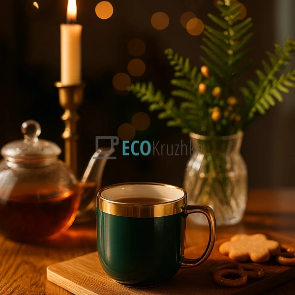 Набір (6 шт) порцелянових чашок 320мл "Золота лінія" на ... Набір (6 шт) порцелянових чашок 320мл "Золота лінія" на ...