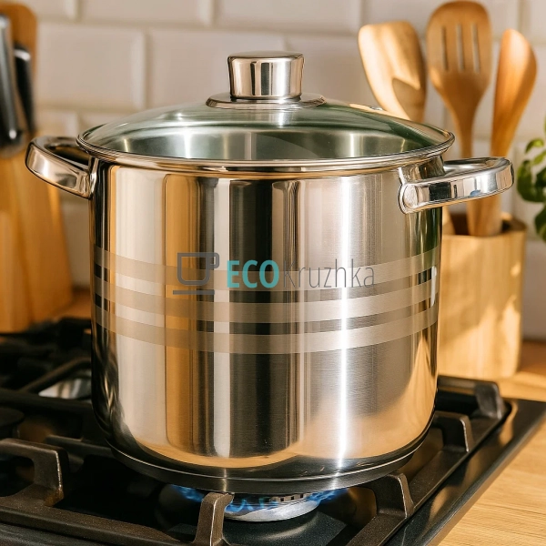 Каструля нержавіюча 6.5л професійна з кришкою Edenberg E ... Каструля нержавіюча 6.5л професійна з кришкою Edenberg E ...