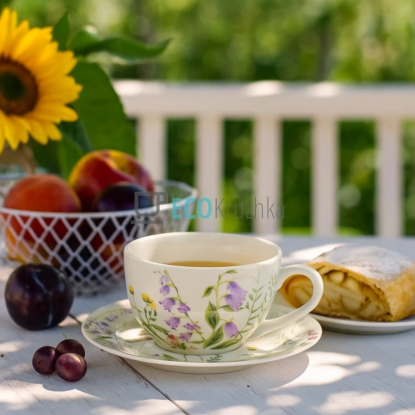 Набір порцеляновий для чаю - чашка 250мл із блюдцем D15. ...