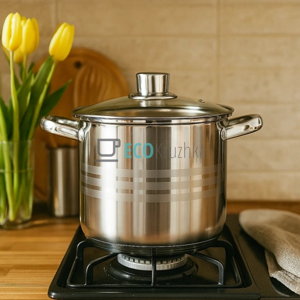 Каструля нержавіюча 8л професійна з кришкою Edenberg EB- ... Каструля нержавіюча 8л професійна з кришкою Edenberg EB- ...