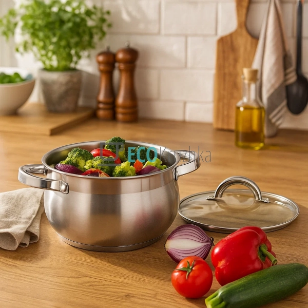 Каструля нержавіюча 5.1 л професійна з кришкою Edenberg ... Каструля нержавіюча 5.1 л професійна з кришкою Edenberg ...