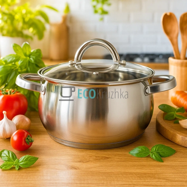Каструля нержавіюча 6.5 л професійна з кришкою Edenberg ... Каструля нержавіюча 6.5 л професійна з кришкою Edenberg ...