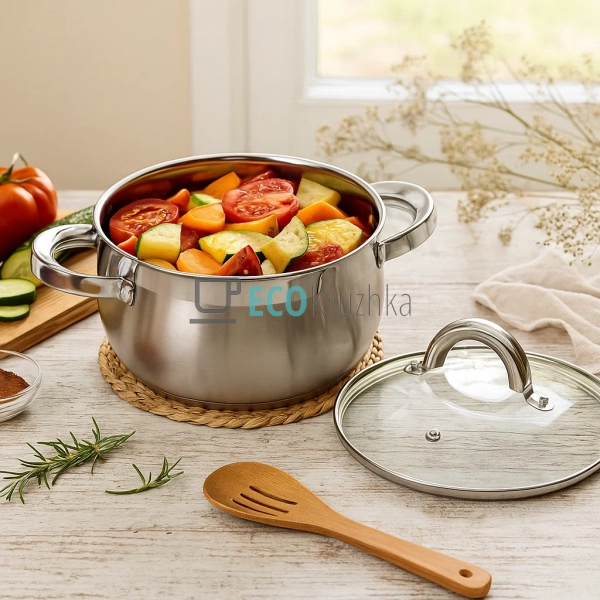 Каструля нержавіюча 6.5 л професійна з кришкою Edenberg ... Каструля нержавіюча 6.5 л професійна з кришкою Edenberg ...