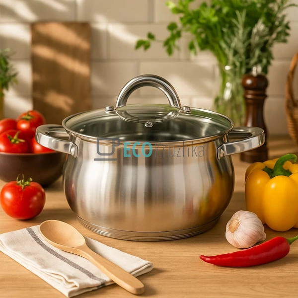 Каструля нержавіюча 8.2 л професійна з кришкою Edenberg ... Каструля нержавіюча 8.2 л професійна з кришкою Edenberg ...