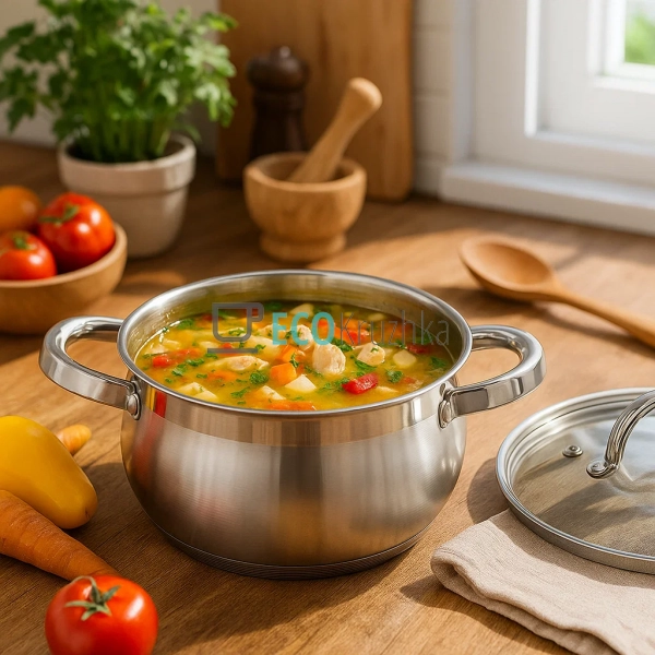 Каструля нержавіюча 8.2 л професійна з кришкою Edenberg ... Каструля нержавіюча 8.2 л професійна з кришкою Edenberg ...