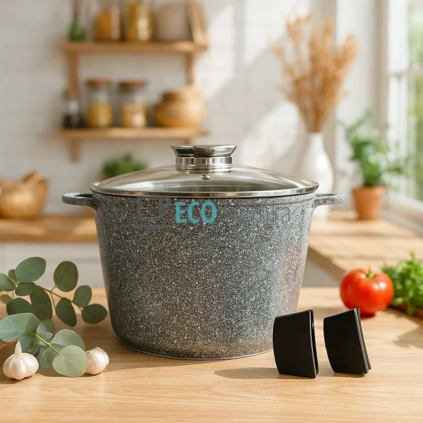 Каструля-казан 10л Edenberg з гранітним покриттям та скл ...