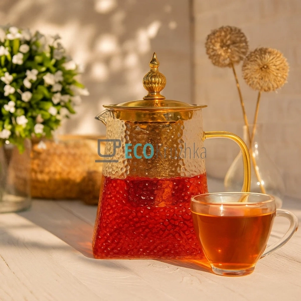 Чайник скляний 550мл заварювальний з металевим фільтром  ...