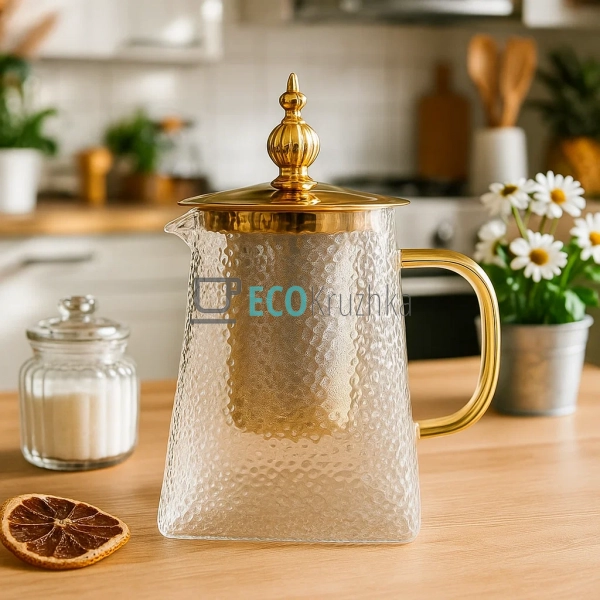Чайник скляний 750мл заварювальний з металевим фільтром  ...