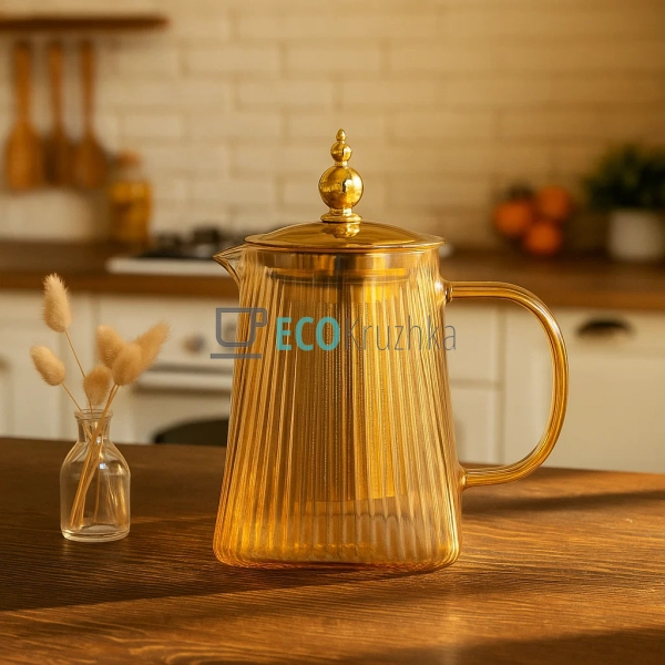 Чайник скляний 550мл заварювальний з металевим фільтром  ...