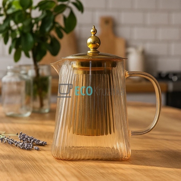 Чайник скляний 750мл заварювальний з металевим фільтром  ...