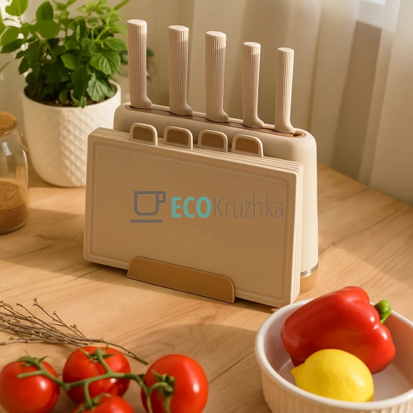 Набір кухонних ножів із дошкою для нарізання MR-1412-BEI ...