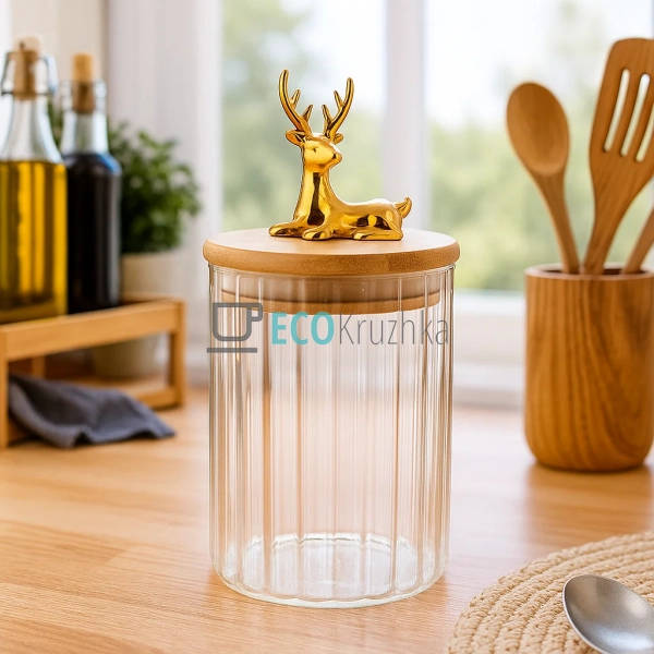 Банка для зберігання 650 мл із бамбуковою кришкою та зол ... Банка для зберігання 650 мл із бамбуковою кришкою та зол ...