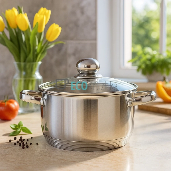 Каструля Edenberg з нержавіючої сталі з кришкою 4 л EB-3 ... Каструля Edenberg з нержавіючої сталі з кришкою 4 л EB-3 ...