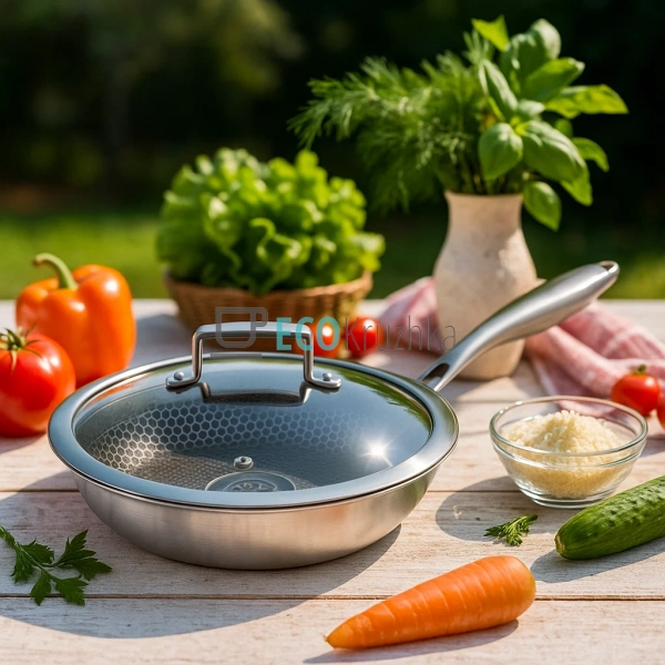 Глибока сковорода нержавіюча професійна з кришкою 24 х ... Глибока сковорода нержавіюча професійна з кришкою 24 х ...