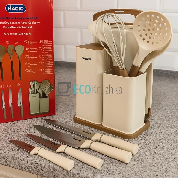 Набір кухонного приладдя силіконових 12 штук Бежевий Mag ...