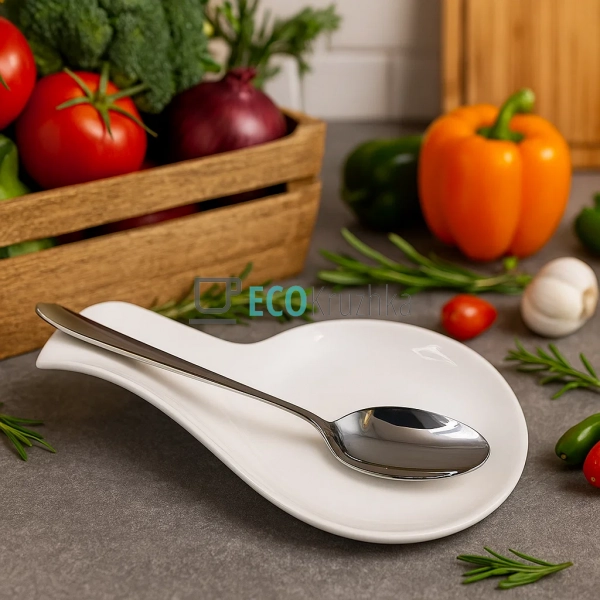 Кухонна підставка під ложку з порцеляни, біла, 25 см (98 ...